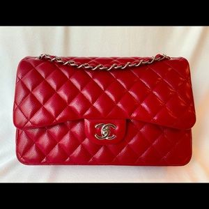 Chanel Red Caviar Jumbo Classic Double Flap